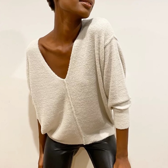 Aritzia Sweaters - Wilfred Free Cream Relaxed V-Neck Sweater